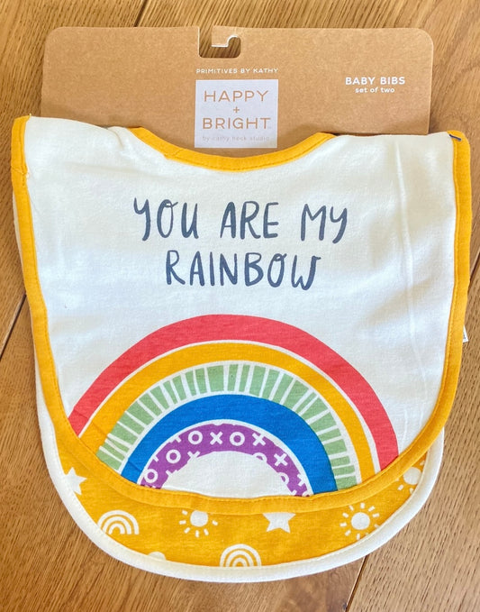 You Are My Rainbow - neutral baby bib