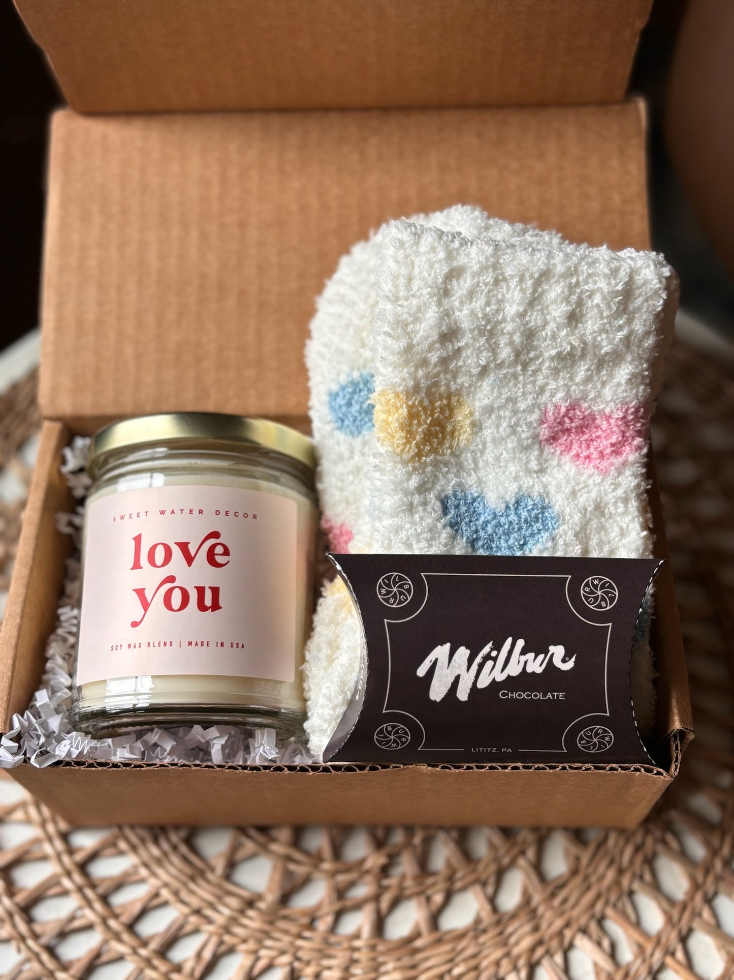 Sweet Love Mini Gift Box with Fuzzy Socks & Chocolate