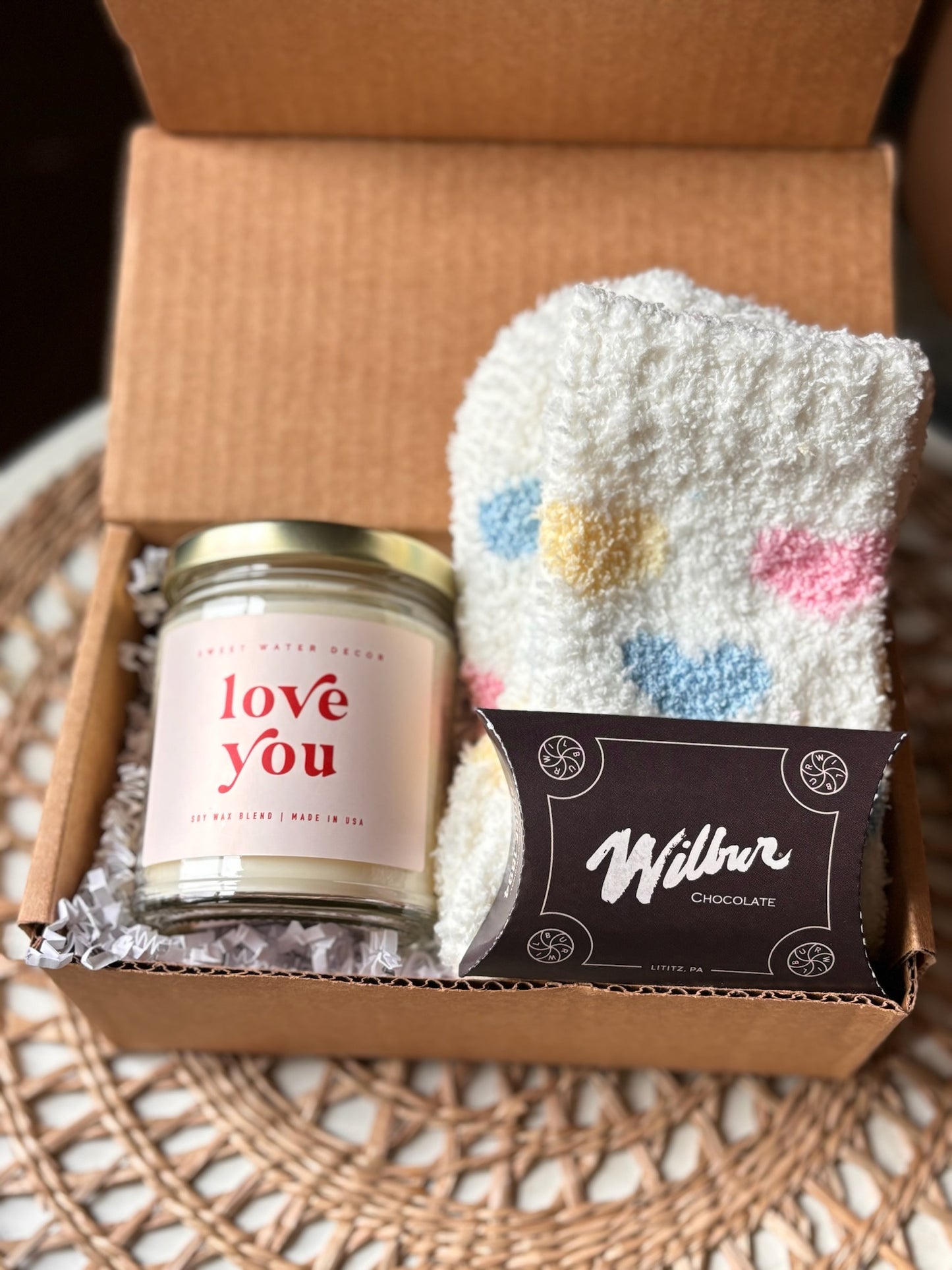 Sweet Love Mini Gift Box with Fuzzy Socks & Chocolate